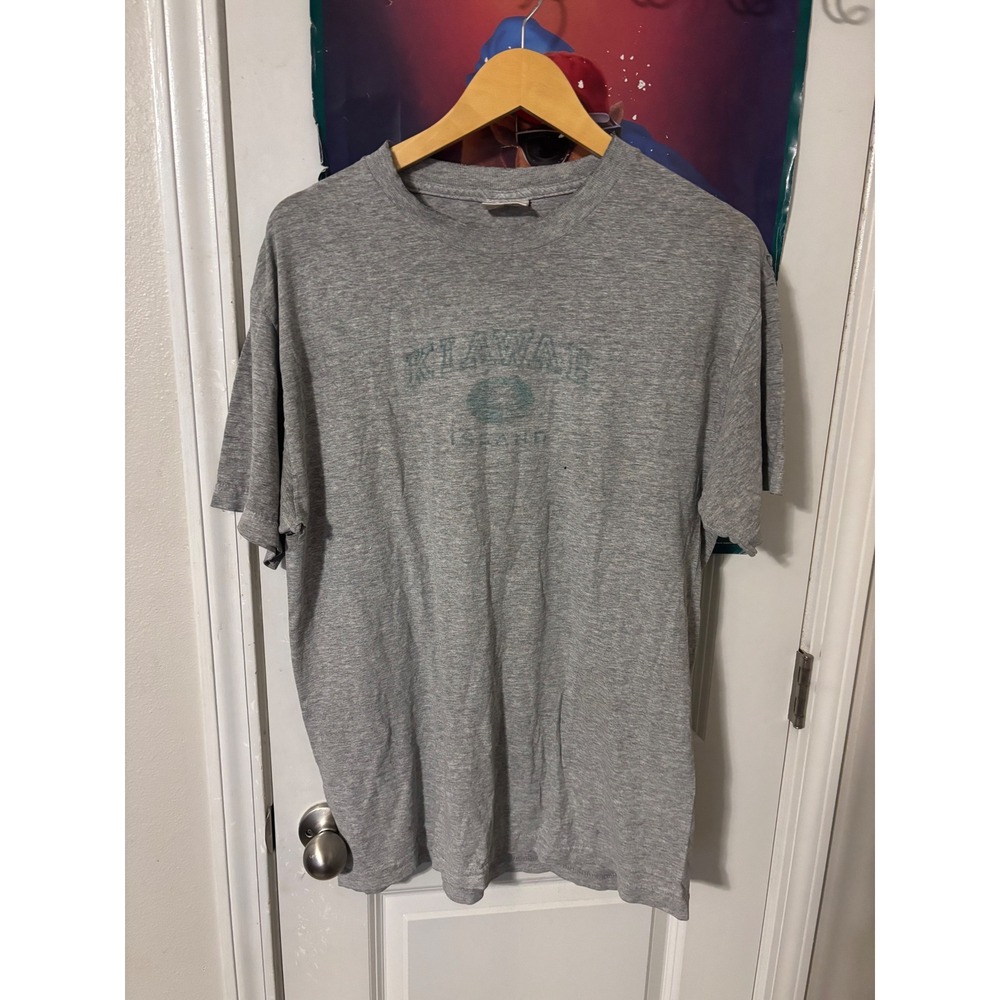 Kiawah Island 90s T-Shirt Mens Large Gray Short Sleeve Cotton Blend Tee